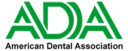 The image is a logo consisting of the letters  ADA  in bold, capitalized white and green font on a dark background.